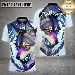 Maxcorners Billiards Shirts 8-Ball Wolf Dynamic Design Multi Options Personalized Name, Team Name 3D Shirt