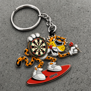 Maxcorners Darts Surfing Cheetah Personalized Name 3D Keychain And Ornament