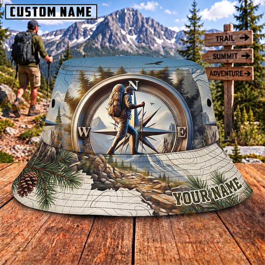 Maxcorners Hiking Compass Backpacker Mountain Adventure Personalized Name 3D Cap