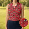 Maxcorners Red Cowboy Horse Paisley Pattern Golf Shirt, Ladies Golf Shirts, Women’s Golf Apparel LM1507