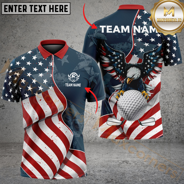 Maxcorners Freedom Eagle Golf Personalized Name 3D Unisex Shirt