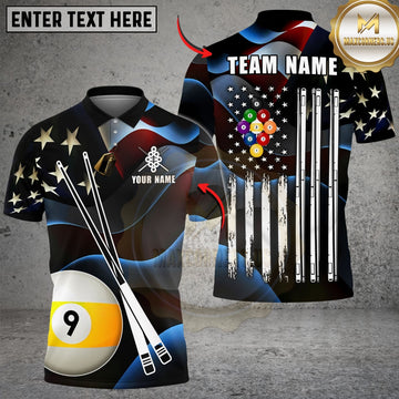 Maxcorners Billiards Ball 9 Magic Flag Rack Customized Name, Team Name 3D Shirt