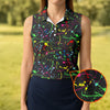 Maxcorners Neon Paint Splatter Pattern Golf Shirt, Women's Golf Shirt, Hawaiian Golf Shirt, Golf Polo For Women LM1507