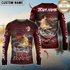 Maxcorners Fishing Red Dragon Scale Lightning Custom Name & Team Name 3D Shirts