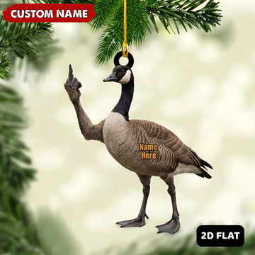 Maxcorners Canada Goose Hunting Middle Finger Gesture Waterfowl Hunter Gift Customized Name 3D Keychain And Ornament