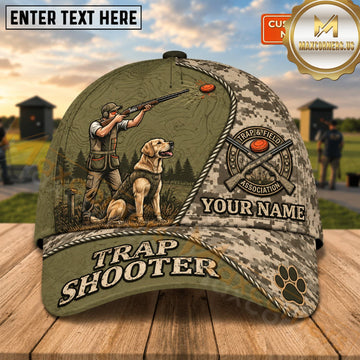 Maxcorners Tactical Camo Labrador Clay Shooter Trap Shooting Personalized Name 3D Cap