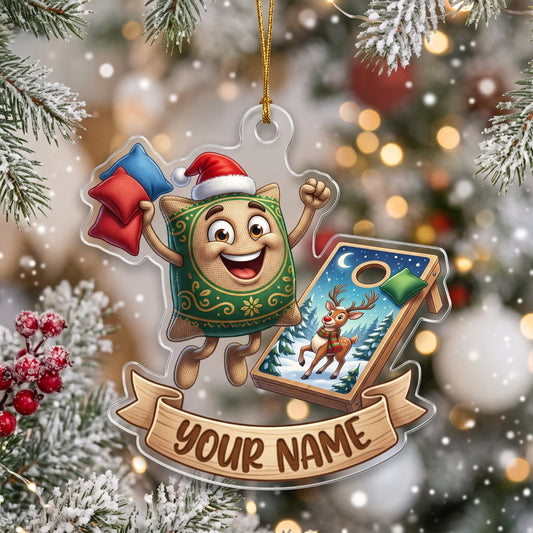 Maxcorners Cornhole Green Corn Mascot Design Customized Name 3D Keychain And Ornament