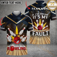 Maxcorners Bowling Angry Ball & Beer Quote Customized Name, Team Name 3D Unisex Shirt