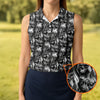 Maxcorners Dark Grim Reaper Skull Pattern Golf Polo Shirt, Women's Golf Polo, Ladies Golf Tops LM1507