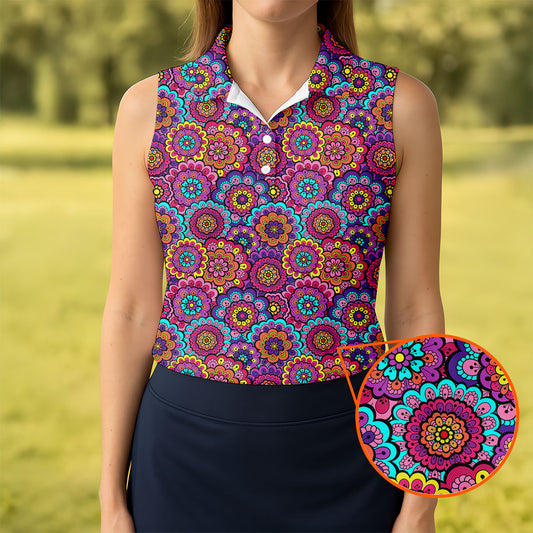 Maxcorners Colorful Mandala Floral Pattern Zip Hoodie, Women's Graphic Hoodie, Hoodies For Women LM1507