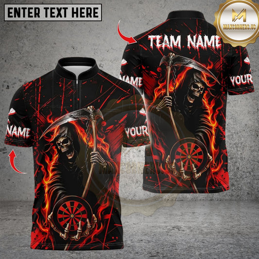 Maxcorners Flaming Reaper Darts Multicolor Customized Name, Team Name 3D Shirts