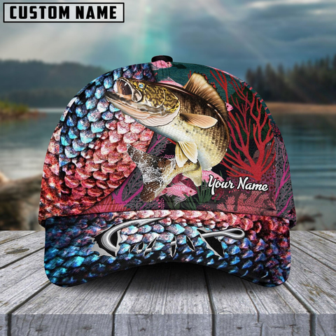 Maxcorners Walleye Fishing Colorful Customized Name 3D Cap