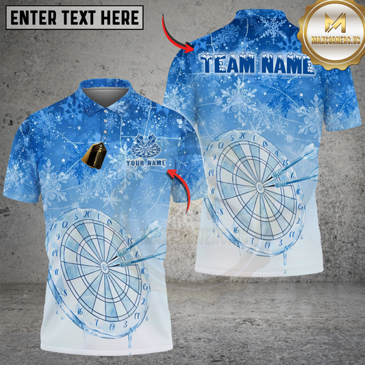 Maxcorners Darts Frozen Ice Magic Multicolor Options Personalized Name Shirt (4 Colors)