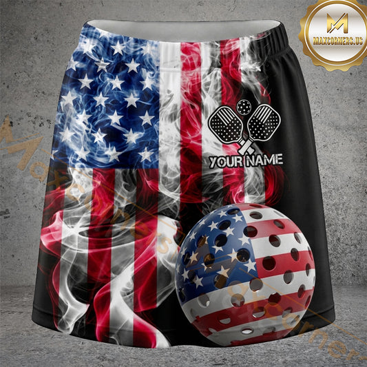 Maxcorners Pickleball American Flag Pickleball Splash Personalized 3D Skort, Skirts With Shorts
