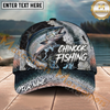 Maxcorners Fishing Dark Olive Scale Compass Splash Personalized Name 3D Cap (12 Fish Species)