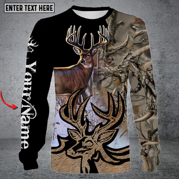 Maxcorners Personalized Name Deer Hunting Camo Long Sleeve Shirt