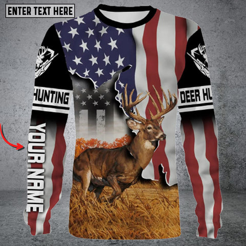 Maxcorners Personalized Deer Hunting Long Sleeve Shirt