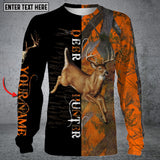 Maxcorners Personalized Name Deer Orange Hunting Long Sleeve Shirt