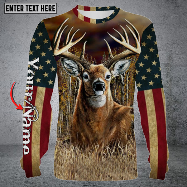 Maxcorners Personalized Name Deer Hunting Long Sleeve Shirt