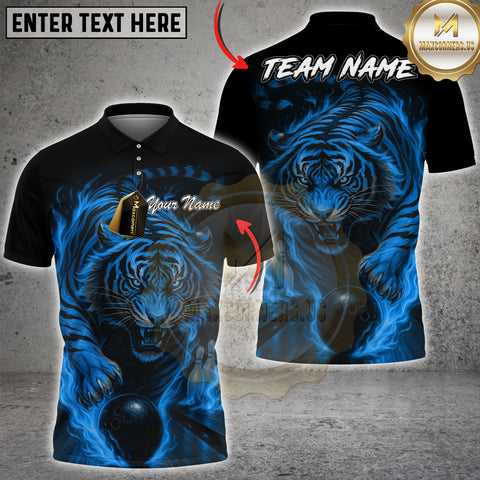 Maxcorners Bowling Shirt Fiery Tiger Bowling Ball Flames Multicolor Options Personalized Name, Team Name 3D Shirt For Janice