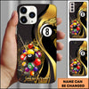 Maxcorners Billiards 8 Ball Splash Multicolor Personalized Name 3D Phone Case