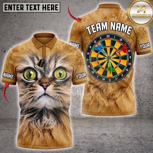 Maxcorners Darts Cute Grumpy Cat Green Eyes Colorful Dartboard Personalized Name 3D Unisex Shirt