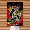 Maxcorners Marlin Fishing High-Speed Strike Art Personalized Name 3D Poster