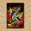 Maxcorners Marlin Fishing High-Speed Strike Art Personalized Name 3D Poster