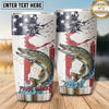 Maxcorners Fishing Tumbler White Patriotic Paint Splatter Design Personalized Name Tumbler (13 Species)