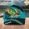 Maxcorners Fishing Deer Lake Outdoor Personalized Name 3D Cap (12 Fish Species)
