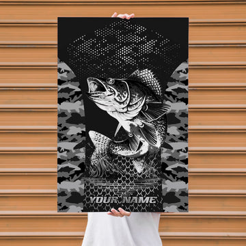 Maxcorners Walleyes Fishing Black & White Aggressive Art Personalized Name 3D Poster