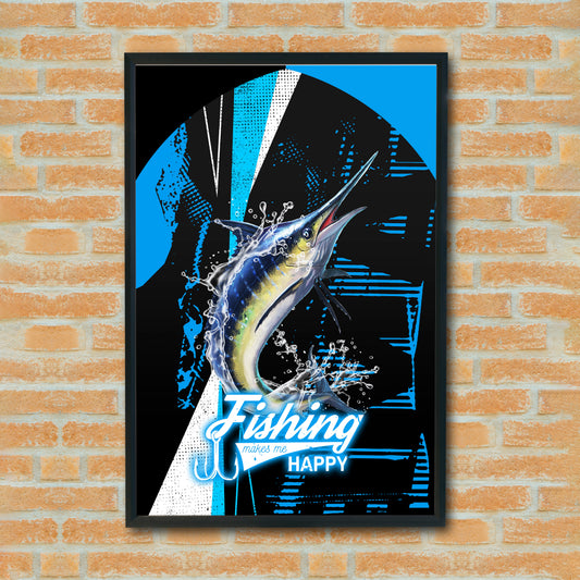Maxcorners Marlin Fishing Dynamic Splash Art Personalized Name 3D Poster