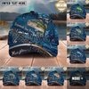 Maxcorners Fishing Heartbeat Hook Pattern Multiple Options Personalized Name 3D Cap (12 Fish Species)