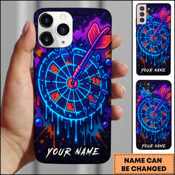 Maxcorners Darts Neon Graffiti Style Dartboard With Colorful Dripping Effect Personalized Name Phone Case