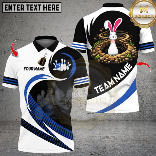Maxcorners Rabbit Bowling Pins Design Multicolor Customized Name, Team Name 3D Shirt