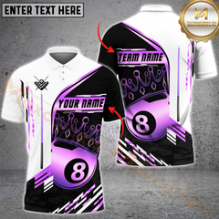 Maxcorners Billiard 8-Ball Pool Champion Golden Multicolor Customized Name, Team Name 3D Polo Shirt