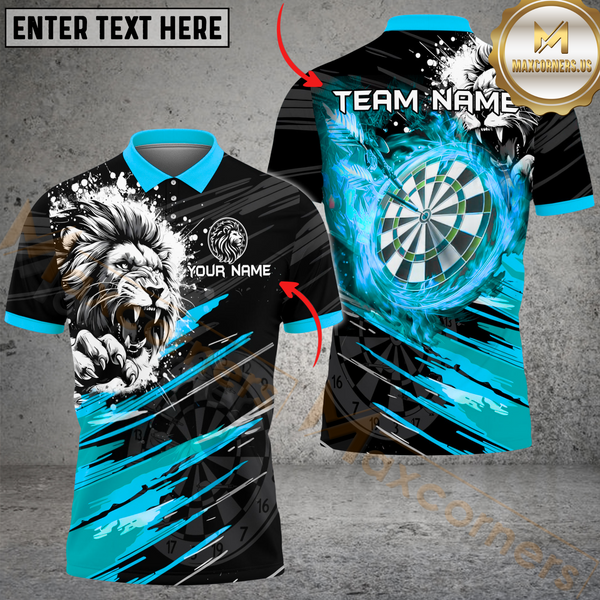 Maxcorners Darts Blazing Lion Multicolor Options Personalized Name, Team Name 3D Shirt