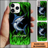 Maxcorners Neon Green Flame Black Background Art Personalized Name Phone Case (8 Fish Species)