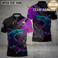 Maxcorners Bowling Shark Cyber Style Multicolor Customized Name, Team Name 3D Shirts