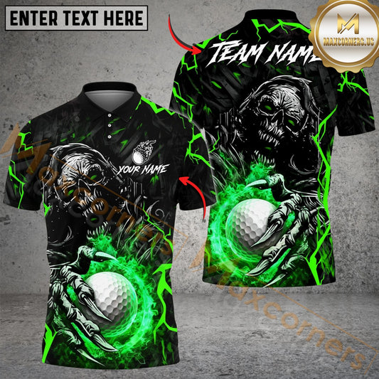 Maxcorners Fire Reaper Golf Polo Customized Name, Team Name 3D Shirts (4 Colors)