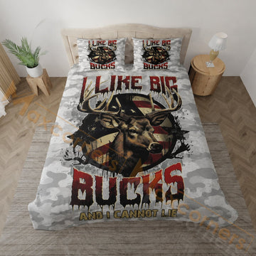 Maxcorners Hunting Deer I Like Big Bucks Design Bedding Set 3D Print Custom Name