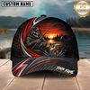 Maxcorners Fishing Skull Angler Red Wave Personalized 3D Cap