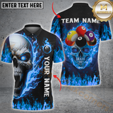 Maxcorners Billiard Skull Fire Flame Multicolor Options Personalized Name, Team Name 3D Shirt