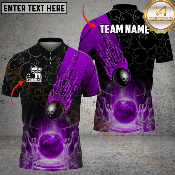 Maxcorners Bowling Crashing Meteor Multicolor Options Personalized Name, Team Name 3D Shirt