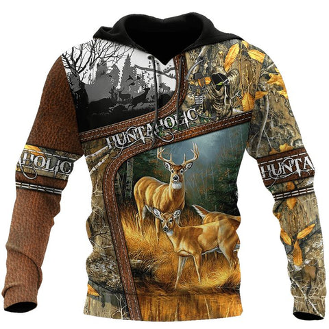 Maxcorners Deer Hunting A2 3D Over Printed Hoodie