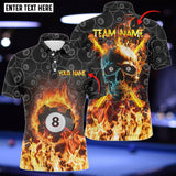 Maxcorners Billiard Skull 8 Ball Flame Personalized Name 3D Shirt