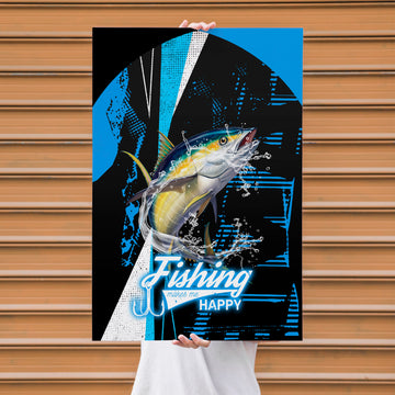 Maxcorners Yellowfin Tuna Fishing Dynamic Splash Art Personalized Name 3D Poster