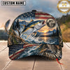 Maxcorners Fishing Graphic Sunset Mountain US Flag Landscape Customized Name 3D Cap