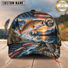 Maxcorners Fishing Graphic Sunset Mountain US Flag Landscape Customized Name 3D Cap