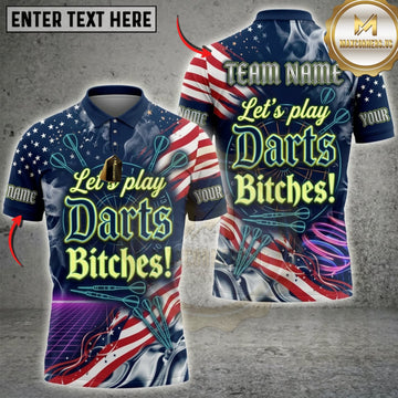 Maxcorners Darts Patriotic Lets Play Darts Bitches Personalized Name 3D Unisex Shirt